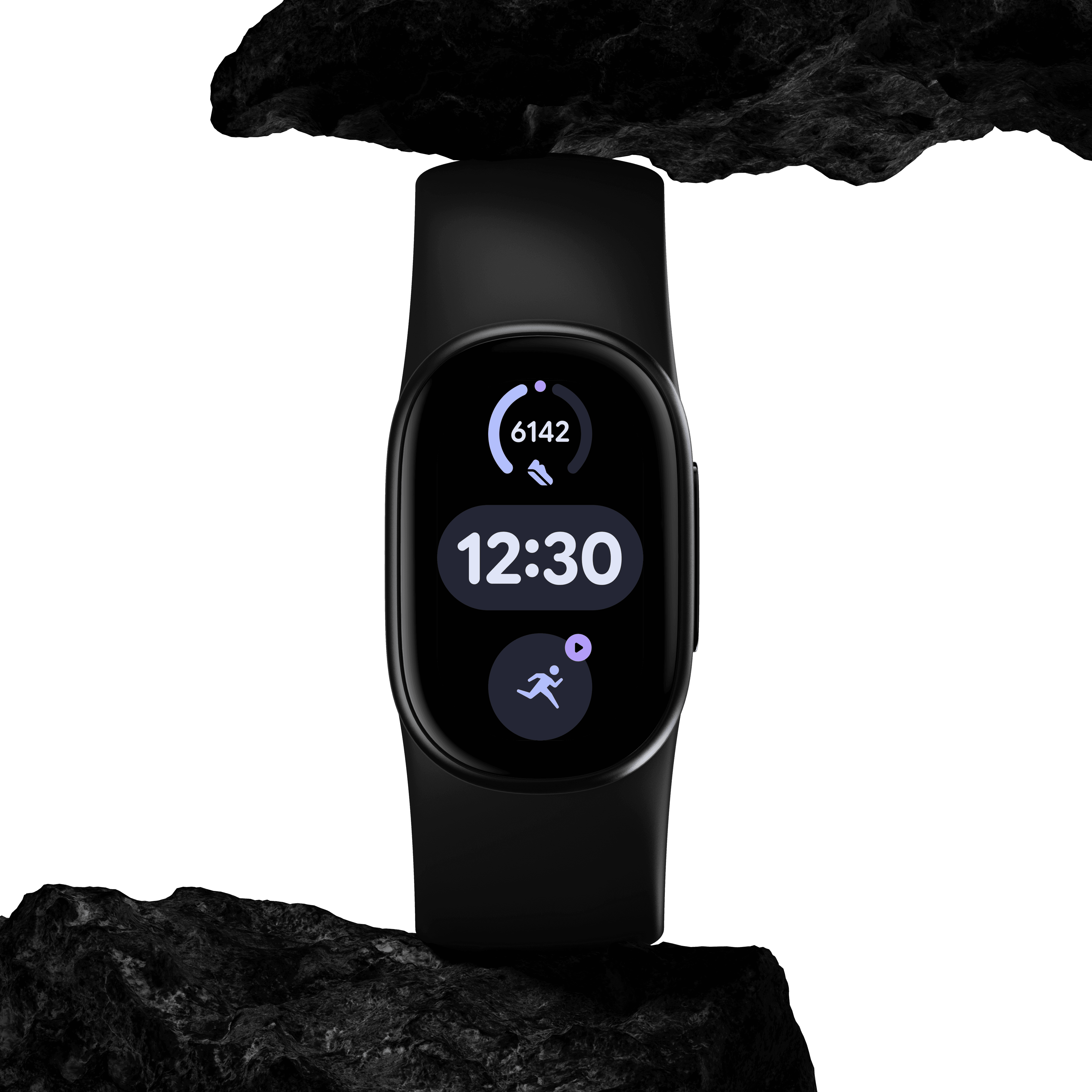 Google Fitbit Edge shown in an official square product render highlighting its case and band design