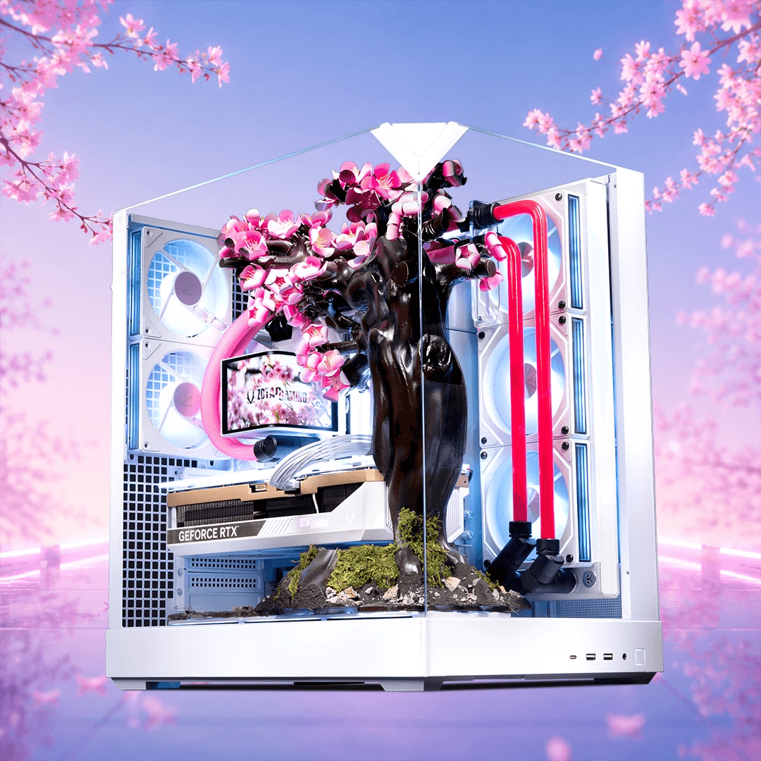 AFTERSHOCK’s S$18,000 Cherry Bloom PC opens its flowers as it heats up