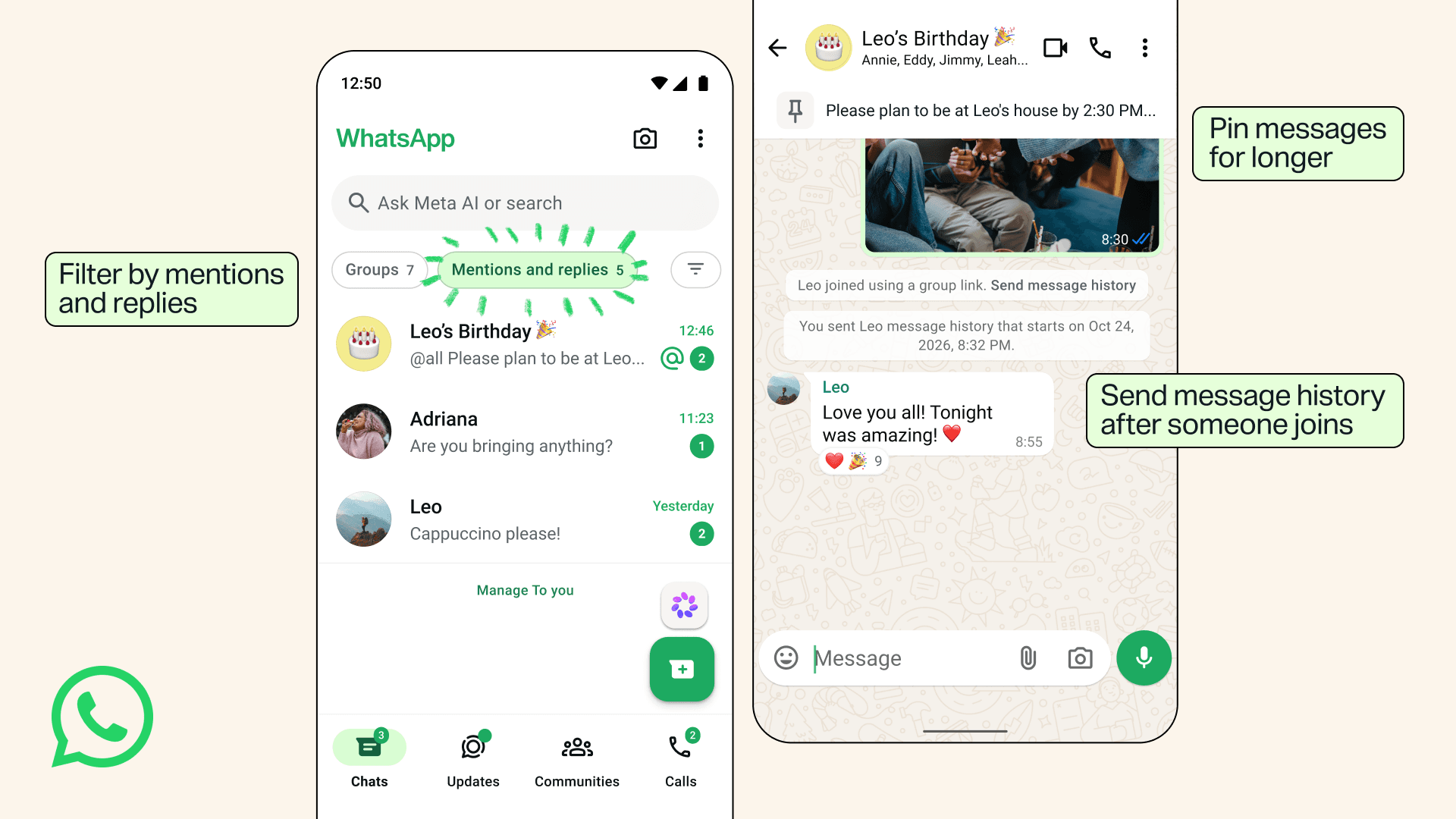 WhatsApp adds no-expiry pins, Group Status and better catch-up tools
