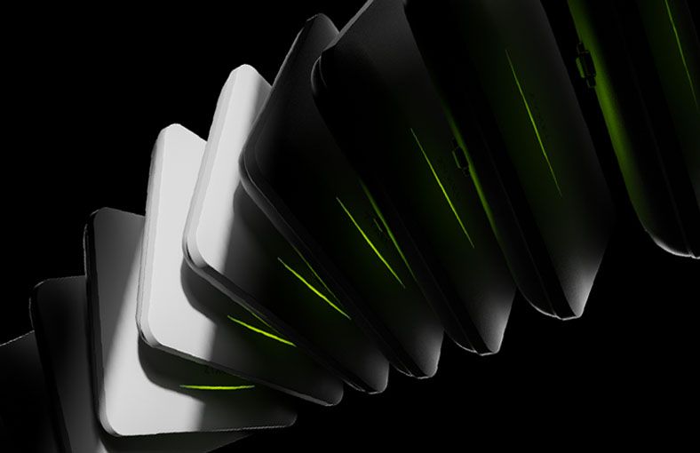 Black and white Zyxel Networks NWA90BE MAX WiFi 7 access points arranged in a product render