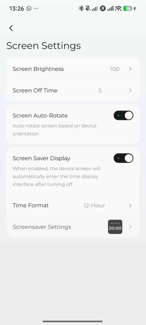 UGREEN app settings for auto-rotation and the clock screensaver on the Nexode Pro charger