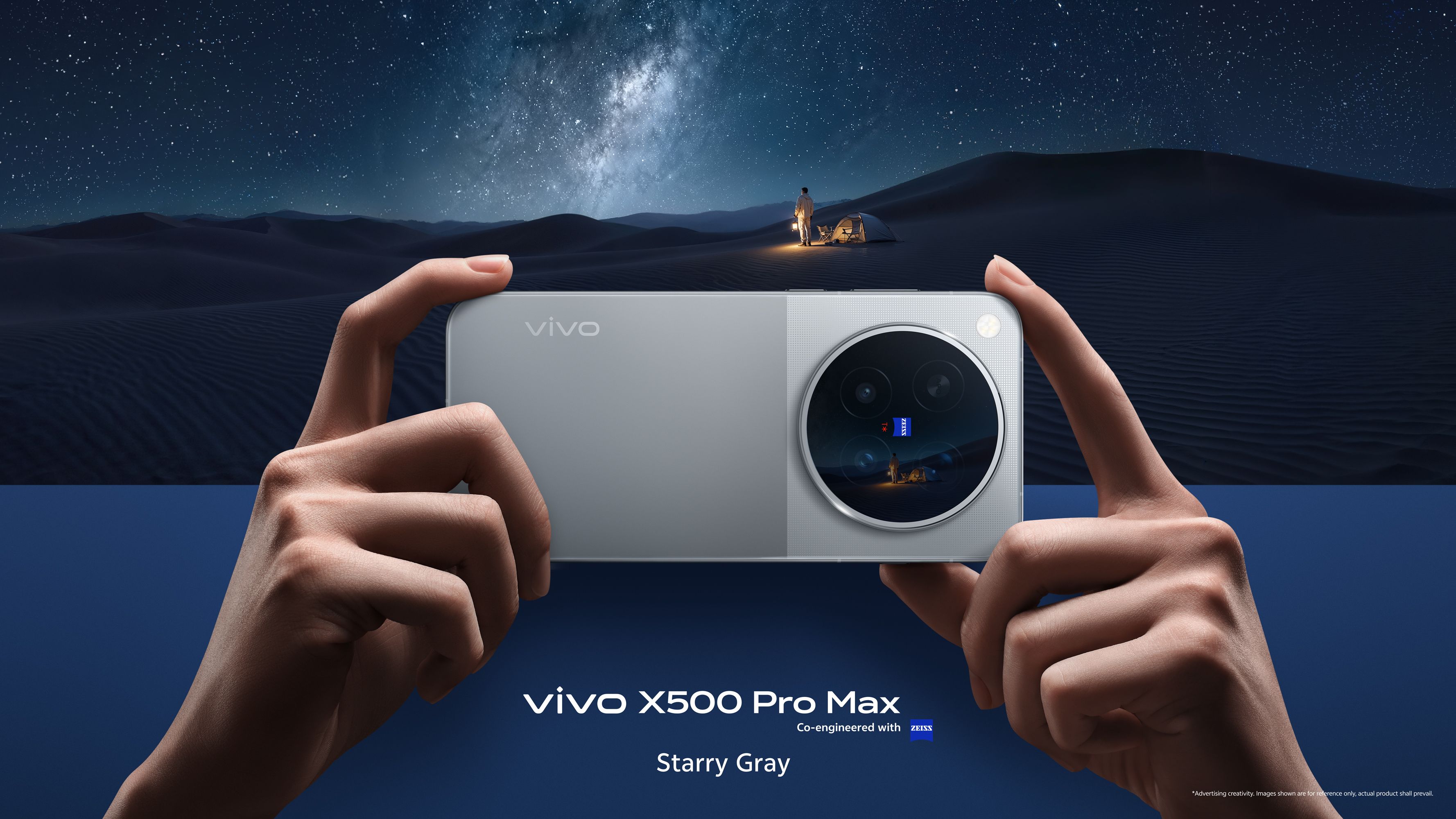 vivo X500 Pro Max smartphone in Starry Gray shown in an official horizontal product render