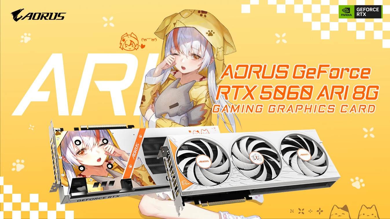 GIGABYTE launches AORUS GeForce RTX 5060 ARI 8G with anime-inspired design